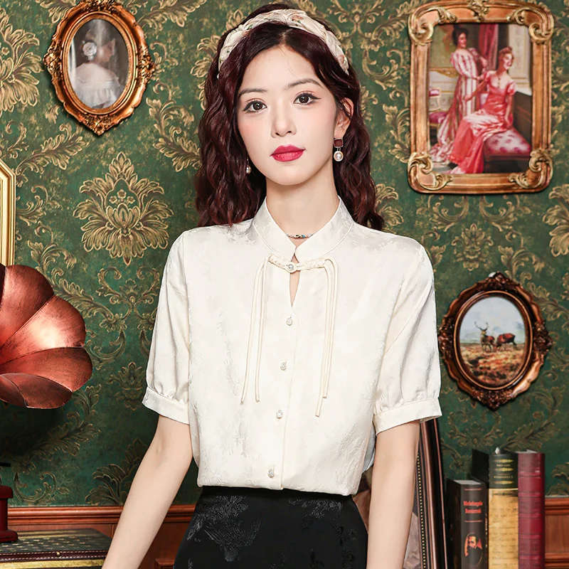 New Chinese Style Button Short Sleeve Shirt for Women Summer New Design Sense Retro Mamian Skirt Top
New Chinese Style Button Short Sleeve Shirt for Women Summer New Design Sense Retro Mamian Skirt Top