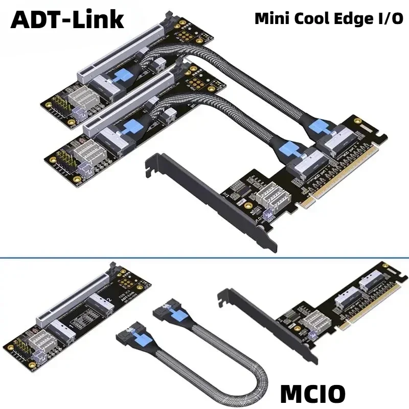 ADT PCIe 4.0 x16 MCIO Graphics Card Split Card Extender Cable GEN4 PCI-E X16 to X8 X8 Bifurcation Adapter Riser Card SFF-TA-1016 
ADT PCIe 4.0 x16 MCIO Graphics Card Split Card Extender Cable GEN4 PCI-E X16 to X8 X8 Bifurcation Adapter Riser Card SFF-TA-1016