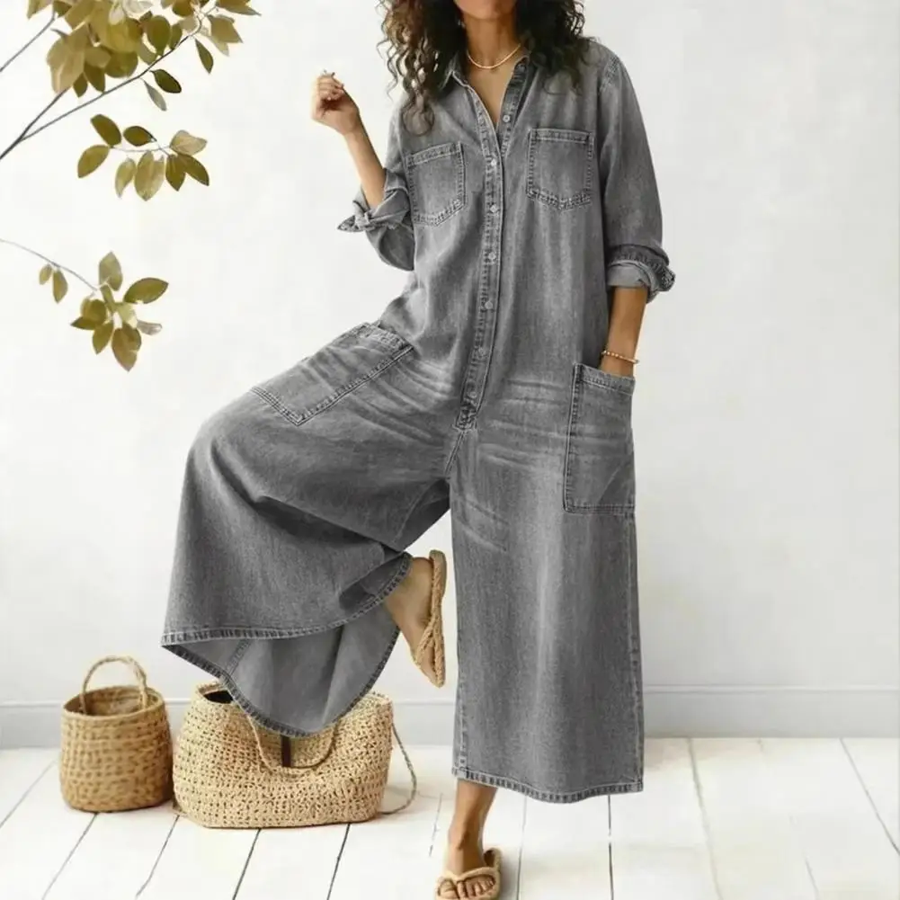 Casual Jumpsuit for Women Oversized Denim Jumpsuit Long Sleeve Button Front Long Jeans Romper One Piece Wide Leg Overalls
Casual Jumpsuit for Women Oversized Denim Jumpsuit Long Sleeve Button Front Long Jeans Romper One Piece Wide Leg Overalls