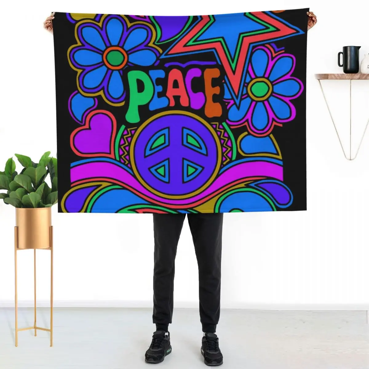 Peace and Love Flowers and Stars Hippie Design Throw Blanket All Weather Soft Throw Blanket for Sofa
Peace and Love Flowers and Stars Hippie Design Throw Blanket All Weather Soft Throw Blanket for Sofa