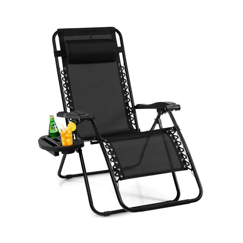 Patio Zero Gravity Lounge Chair with Cup Holder & Removable Pillow-Black-1 piece
Patio Zero Gravity Lounge Chair with Cup Holder & Removable Pillow-Black-1 piece