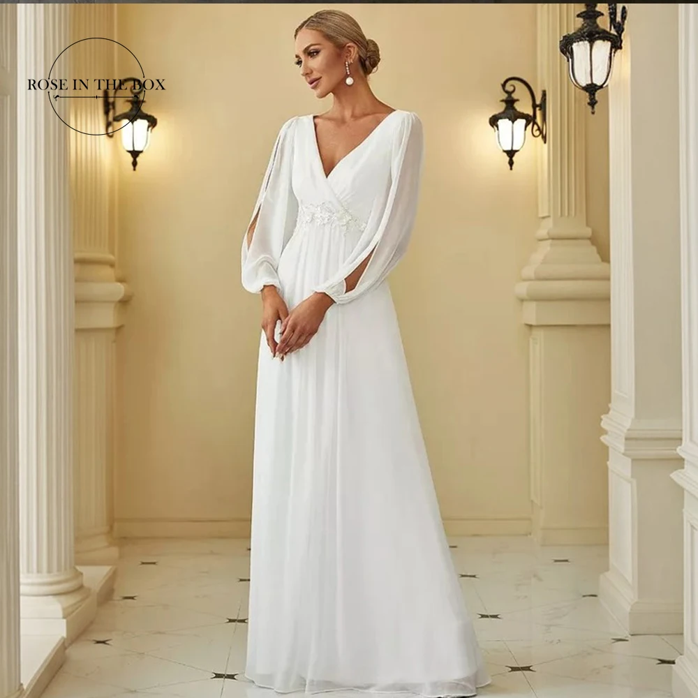 Women's Long Evening Dresses With Sleeves Chiffon V Neck Applique Prom Party Gowns Elegant robes de soirée Customized 2025
Women's Long Evening Dresses With Sleeves Chiffon V Neck Applique Prom Party Gowns Elegant robes de soirée Customized 2025