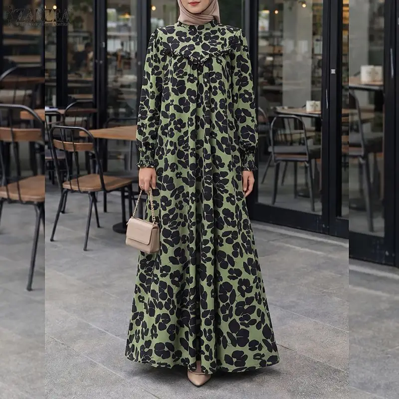 Women's Modest Fashion Floral Print Long Dress Ruffled Trim Stand Collar Long Sleeve Muslim Abaya ZANZEA Islamic Hijabs Robes
Women's Modest Fashion Floral Print Long Dress Ruffled Trim Stand Collar Long Sleeve Muslim Abaya ZANZEA Islamic Hijabs Robes