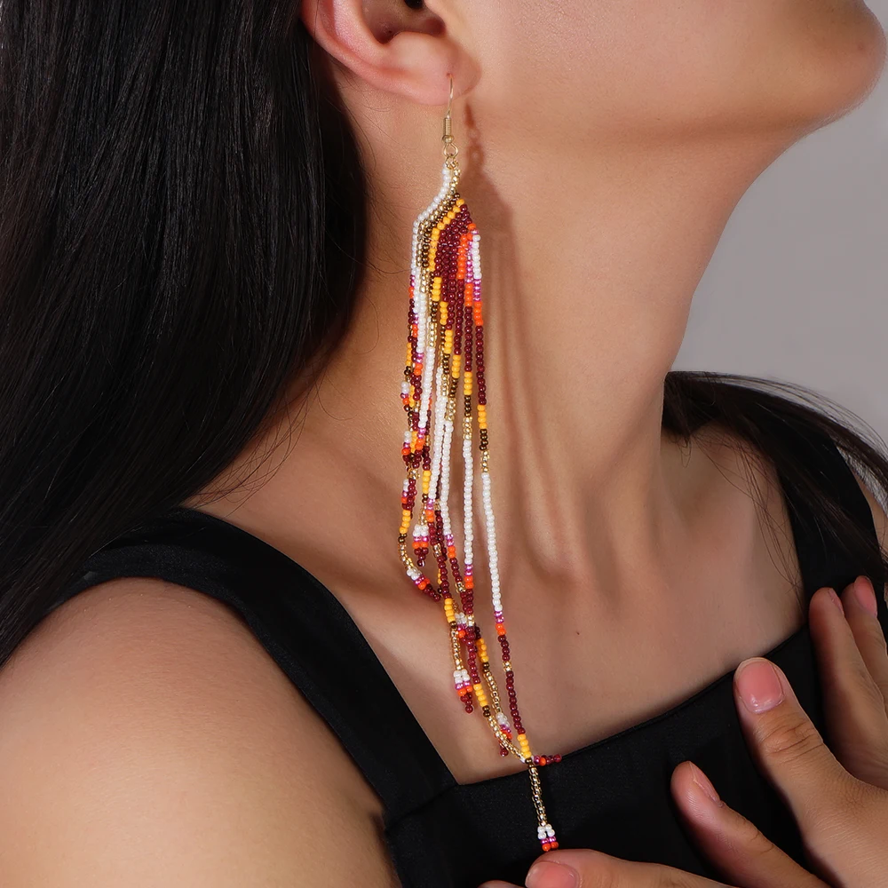 1 Pair Boho Long Beaded Tassel Earrings for Women Handmade Colorful Statement Dangle Ethnic Jewelry Festival Party Accessories
1 Pair Boho Long Beaded Tassel Earrings for Women Handmade Colorful Statement Dangle Ethnic Jewelry Festival Party Accessories