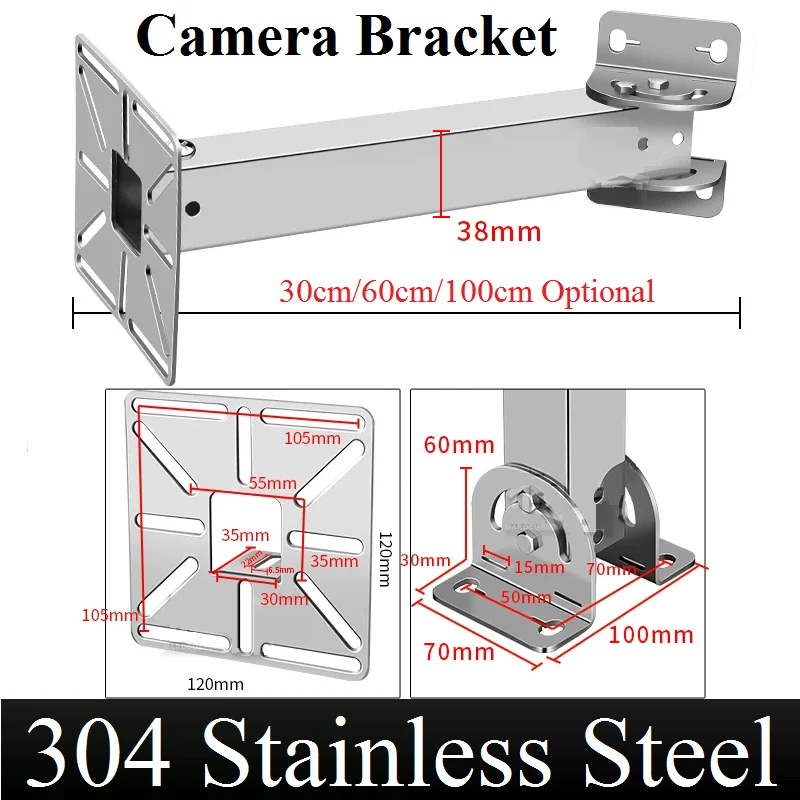 180° rotatable for wall-mounted Bracket SUS304 Stainless Steel Wall Bracket, for 2 / 3 directions Mount CCTV Bullet PTZ Camera
180° rotatable for wall-mounted Bracket SUS304 Stainless Steel Wall Bracket, for 2 / 3 directions Mount CCTV Bullet PTZ Camera