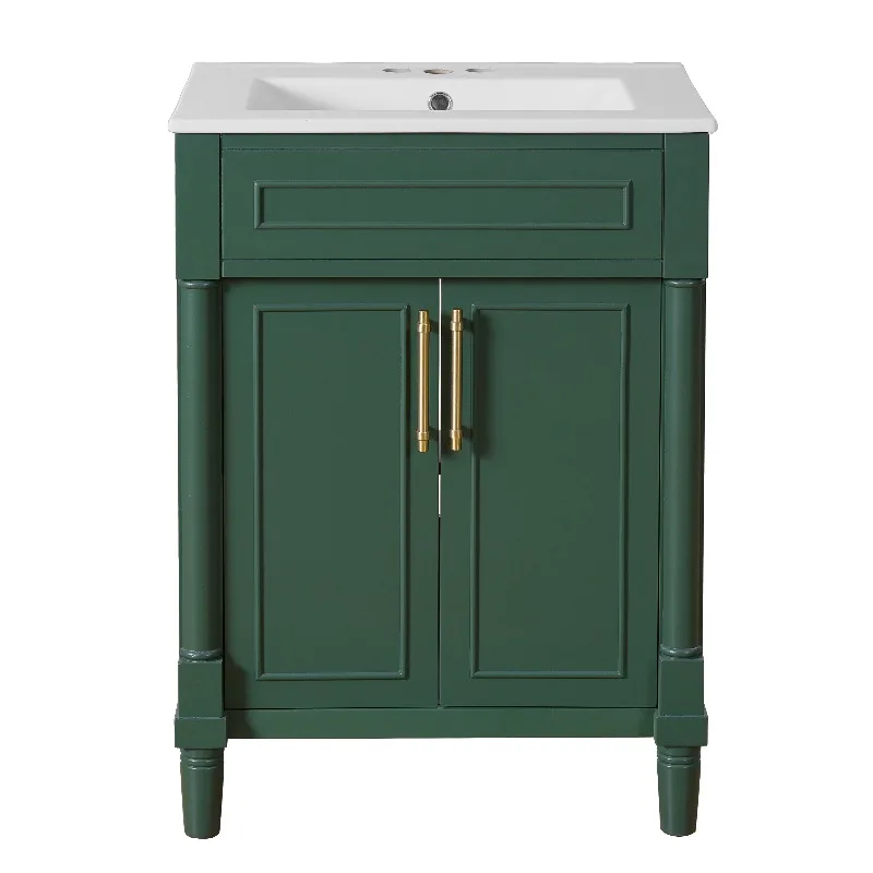 24" Bathroom Vanity with Integrated Ceramic Sink, Bathroom Cabinet with 2 Doors, Single Sink Bathroom Vanity for Small and Medium Restroom
24" Bathroom Vanity with Integrated Ceramic Sink, Bathroom Cabinet with 2 Doors, Single Sink Bathroom Vanity for Small and Medium Restroom