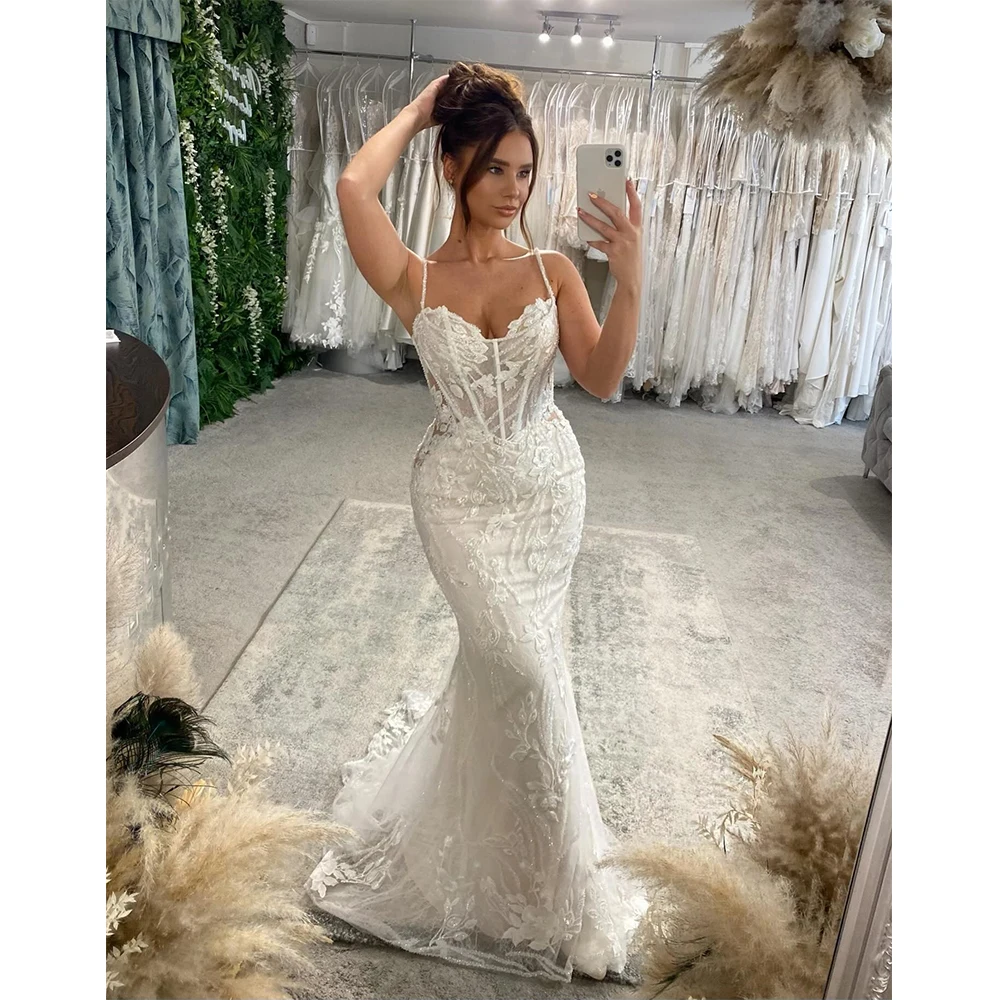 MVOZEIN 2026 New Spaghetti Strap Mermaid Wedding Dress Lace Applique Corset Brides Dresses Illusion Back Wedding Gown For Women
MVOZEIN 2026 New Spaghetti Strap Mermaid Wedding Dress Lace Applique Corset Brides Dresses Illusion Back Wedding Gown For Women