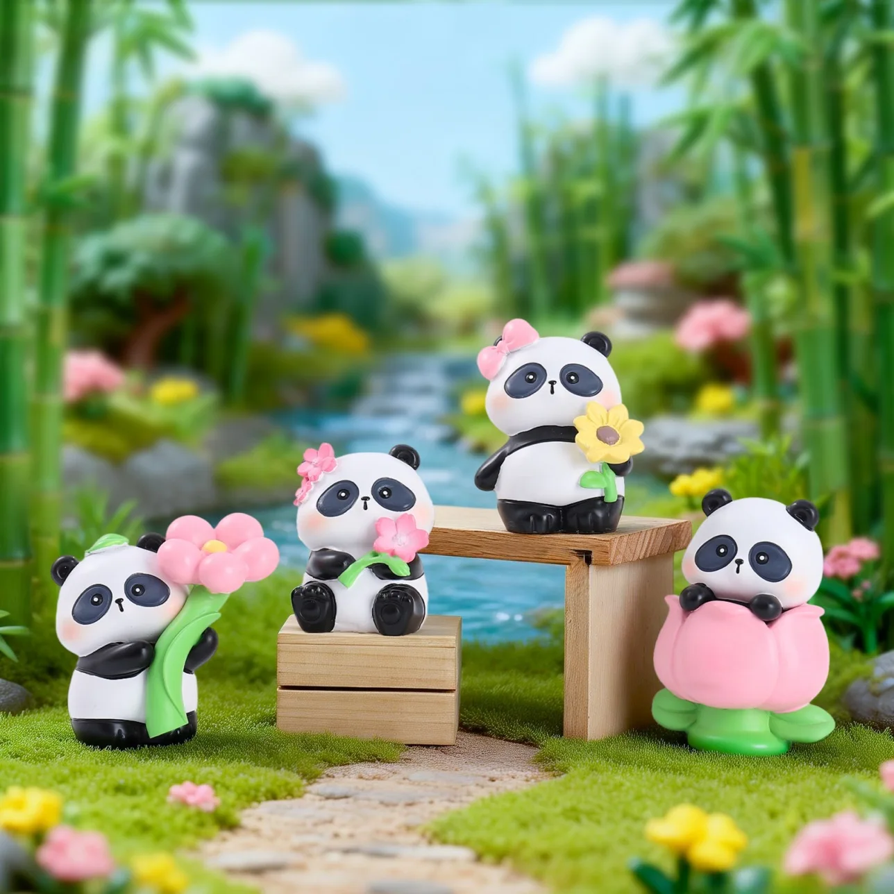 Flower Rhyme Panda Flower Spring Outing Diary Series Blind Box In-Vehicle Ornament Mini Model Toys Mystery Box Surprise Fun Gift