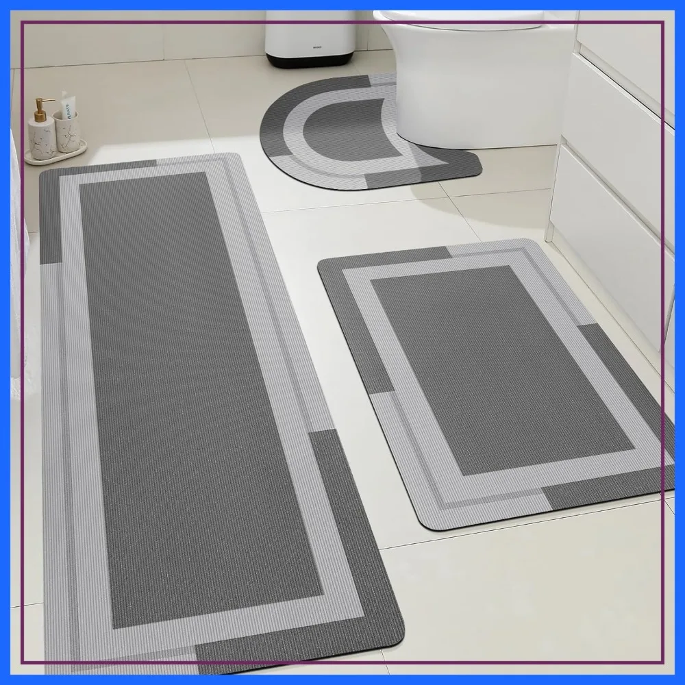 Non Slip Bath Mat, Thin Bathroom Rugs Fit Under Door, Quick Dry, Machine Washable, 3 Piece Set, Grey
Non Slip Bath Mat, Thin Bathroom Rugs Fit Under Door, Quick Dry, Machine Washable, 3 Piece Set, Grey