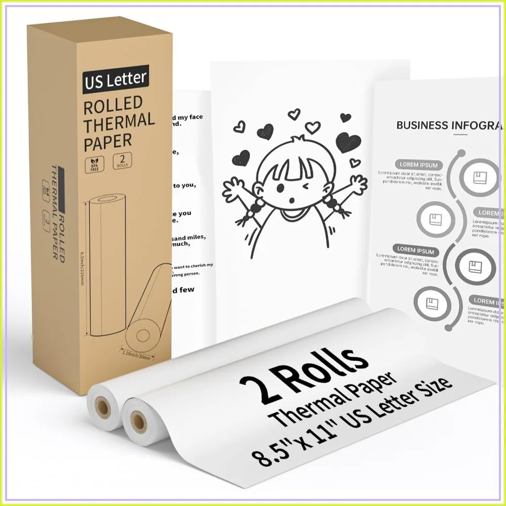 2 Rolls Thermal Paper 8.5x11 US Letter, 50 Sheets/Roll, High-Efficiency Durable for Labels, Contracts, Home Office
2 Rolls Thermal Paper 8.5x11 US Letter, 50 Sheets/Roll, High-Efficiency Durable for Labels, Contracts, Home Office
