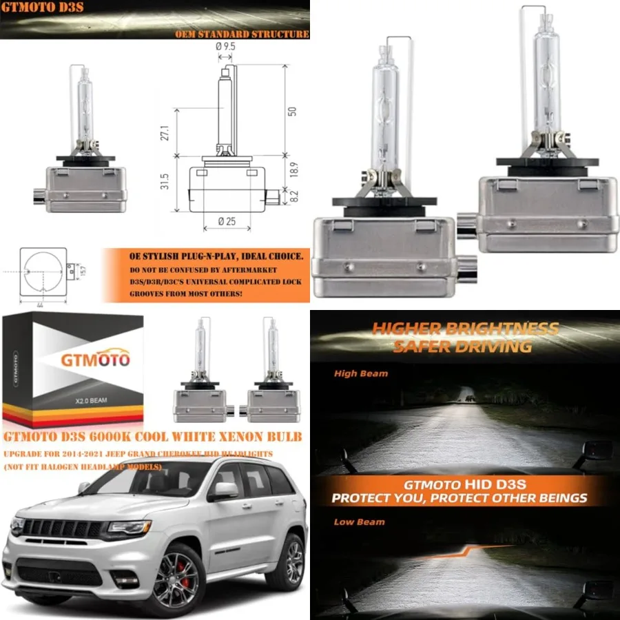 D3S for Jeep Compass Grand Cherokee HID Headlights Xenon Bulbs, L0000D3S 35W OEM D3SC1 Headlamp, 6000K Cool Bright White Bi-xen
D3S for Jeep Compass Grand Cherokee HID Headlights Xenon Bulbs, L0000D3S 35W OEM D3SC1 Headlamp, 6000K Cool Bright White Bi-xen