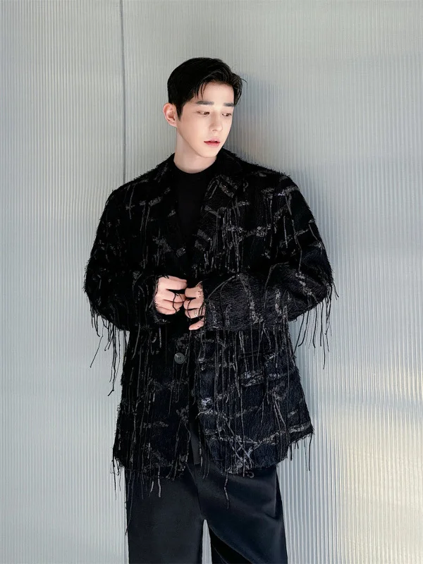 Spring 2026 Men's Casual Tassel-Western Sle Loose Fit Stage Suit Top Breathable Polyester Blend Single Button Closure
Spring 2026 Men's Casual Tassel-Western Sle Loose Fit Stage Suit Top Breathable Polyester Blend Single Button Closure