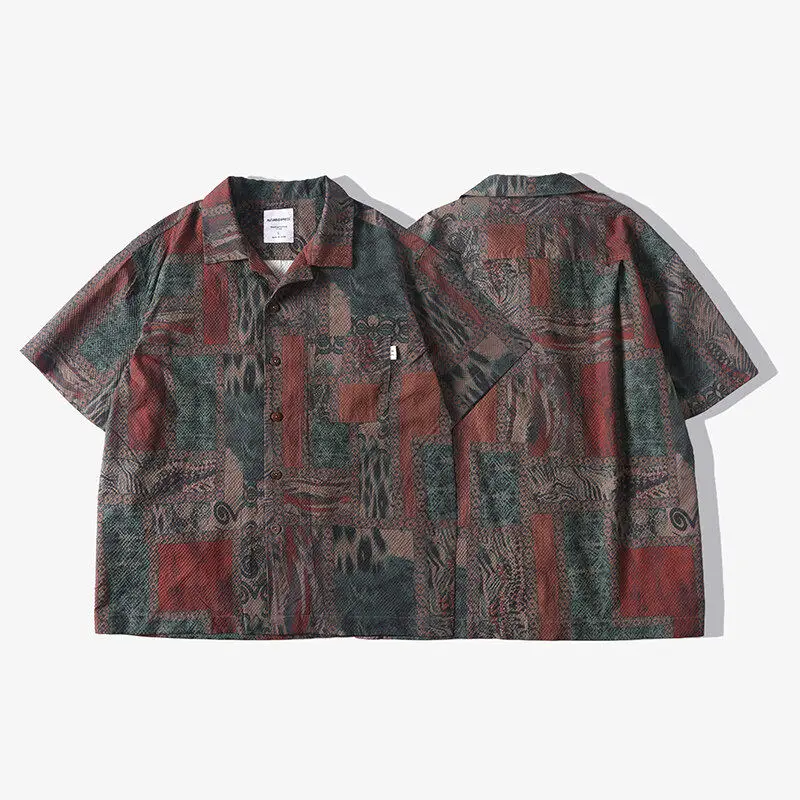 Summer new Cuban collar printed short-sleeved shirt, cool technology seersucker
Summer new Cuban collar printed short-sleeved shirt, cool technology seersucker