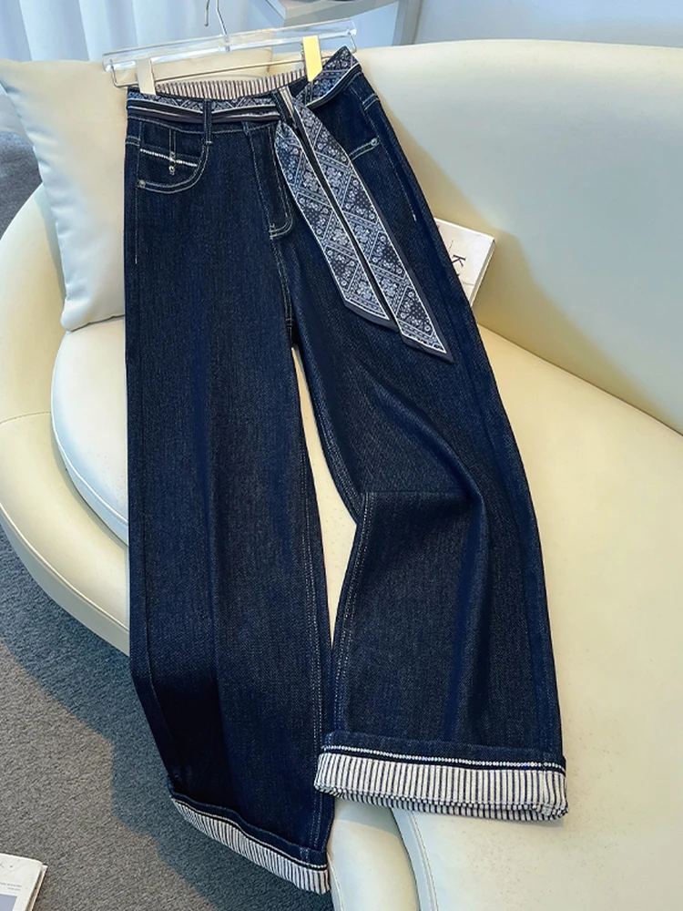 Женские полосатые джинсы с загнутыми краями, модные широкие джинсовые брюки с высокой талией на шнуровке, осенние прямые брюки в стиле ретро в стиле пэчворк
Женские полосатые джинсы с загнутыми краями, модные широкие джинсовые брюки с высокой талией на шнуровке, осенние прямые брюки в стиле ретро в стиле пэчворк