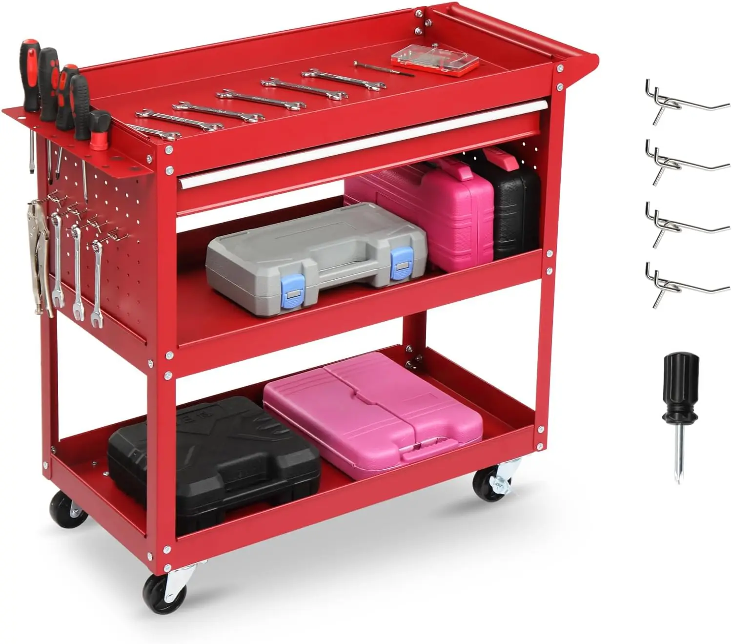 Winado 3 Tier Rolling Tool Cart with Drawers, Heavy Duty Utility Cart on Wheels, Rolling Tool Box for Garage, Warehouse, Factory
Winado 3 Tier Rolling Tool Cart with Drawers, Heavy Duty Utility Cart on Wheels, Rolling Tool Box for Garage, Warehouse, Factory