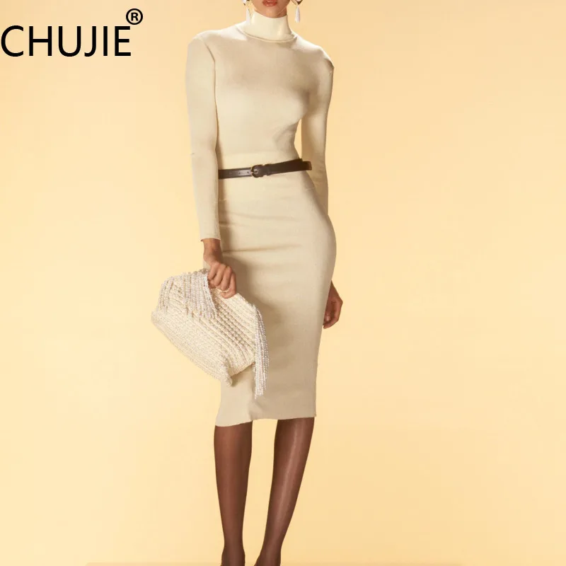 CHUJIE Women's Dress 2025 Spring/Summer New Cream Yellow High Neck Fashionable Slimming Knitted Top With Hip Wrapping Skirt Set
CHUJIE Women's Dress 2025 Spring/Summer New Cream Yellow High Neck Fashionable Slimming Knitted Top With Hip Wrapping Skirt Set
