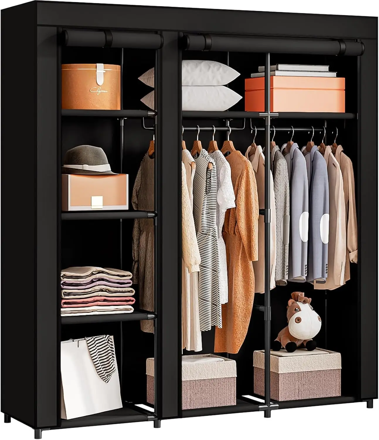 Portable Wardrobe Closet Storage Organizer Metal Hanging Rack Non-Woven Fabric (Black, 51 Inch)
Portable Wardrobe Closet Storage Organizer Metal Hanging Rack Non-Woven Fabric (Black, 51 Inch)