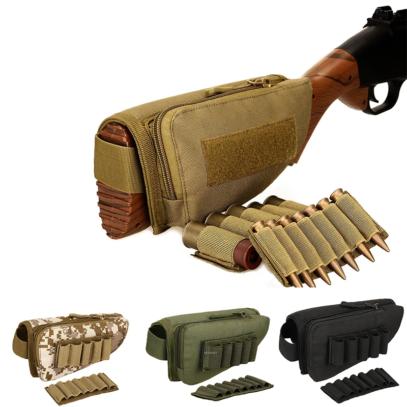 Tactical Rifle Shotgun Buttstock Cheek Rest Ammo Shell Bullet Holder Replaceable 5/7 Rounds Cartridge Pouch For Shooting Hunting
Tactical Rifle Shotgun Buttstock Cheek Rest Ammo Shell Bullet Holder Replaceable 5/7 Rounds Cartridge Pouch For Shooting Hunting