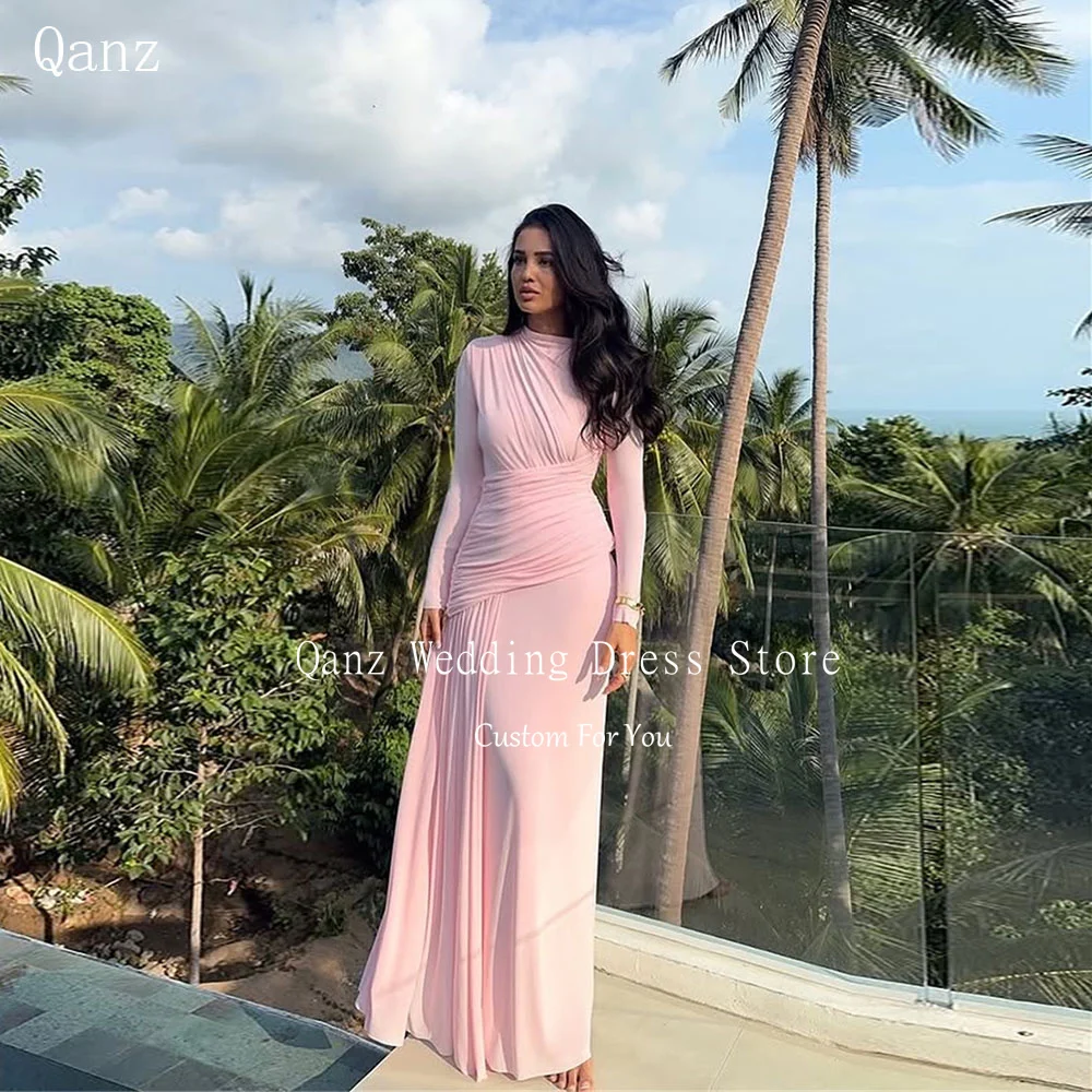 Qanz Pink Modest Long Evening Dresses Chiffon Mermaid Long Sleeves High Neck Slim Prom Party Dresses Formal Occasion Customized
Qanz Pink Modest Long Evening Dresses Chiffon Mermaid Long Sleeves High Neck Slim Prom Party Dresses Formal Occasion Customized