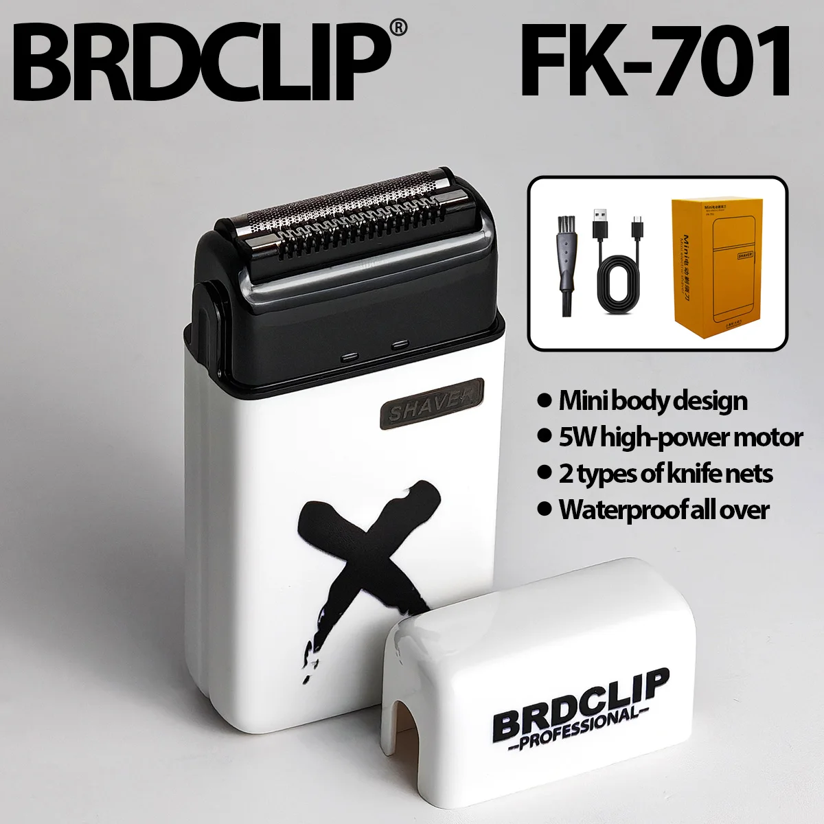 Профессиональная электробритва BRDCLIP FK-701, триммер для бороды, мини-мужской триммер для волос, возвратно-поступательная сетка с двойным лезвием, 7000 об/мин
Профессиональная электробритва BRDCLIP FK-701, триммер для бороды, мини-мужской триммер для волос, возвратно-поступательная сетка с двойным лезвием, 7000 об/мин