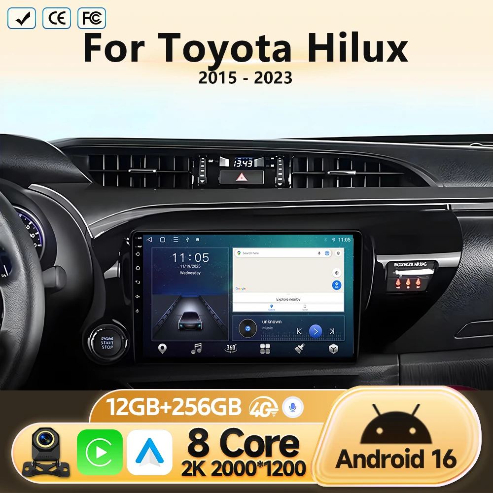 Car Radio For Toyota Hilux 2015 2016 2017 2018 2019-2023 Android 16 GPS Navigation Multimedia Video Player Stereo 4G Head Unit
Car Radio For Toyota Hilux 2015 2016 2017 2018 2019-2023 Android 16 GPS Navigation Multimedia Video Player Stereo 4G Head Unit