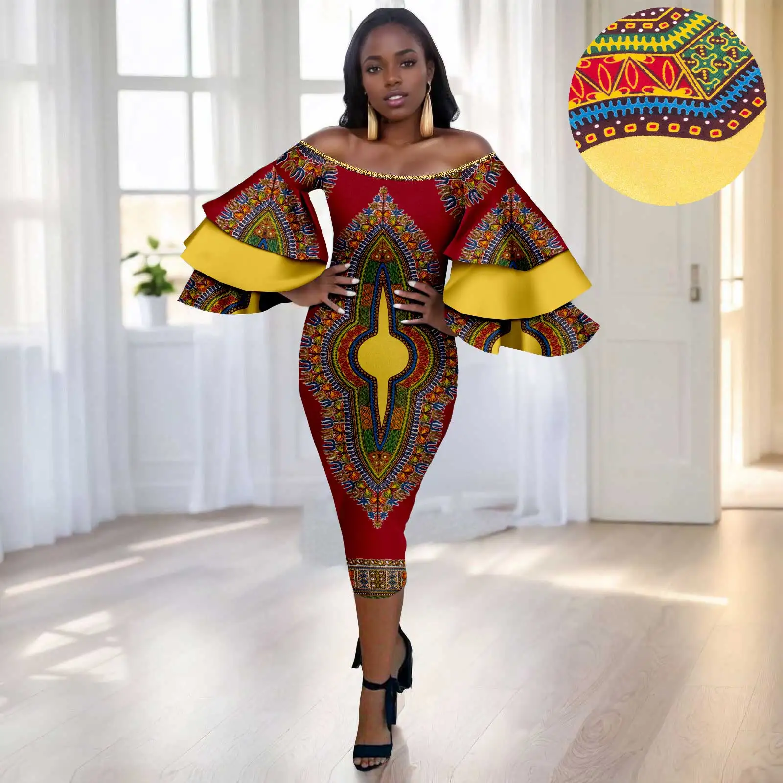 Afripride African Women Dresses Sexy Strapless Party Ruffle Sleeve Women's Dresses 2425199
Afripride African Women Dresses Sexy Strapless Party Ruffle Sleeve Women's Dresses 2425199