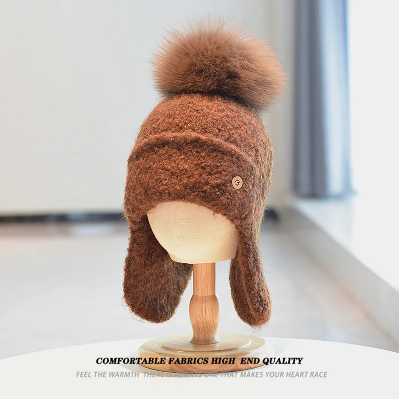 Earflap Hat Women Winter Beanie Pompom Of Real Fox Fur Warm Accessory For Autumn Cold Weather Sports Skiing Outdoor Holiday
Earflap Hat Women Winter Beanie Pompom Of Real Fox Fur Warm Accessory For Autumn Cold Weather Sports Skiing Outdoor Holiday