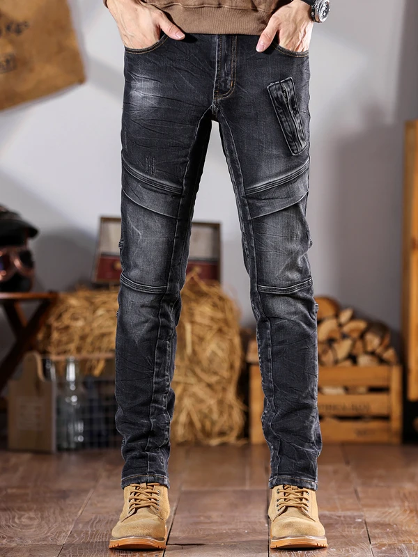 High-End Retro Patchwork Motorcycle Jeans Men's Spring Autumn American Street Sle Slim Fit Long Pants Cotton Elastic Denim
High-End Retro Patchwork Motorcycle Jeans Men's Spring Autumn American Street Sle Slim Fit Long Pants Cotton Elastic Denim