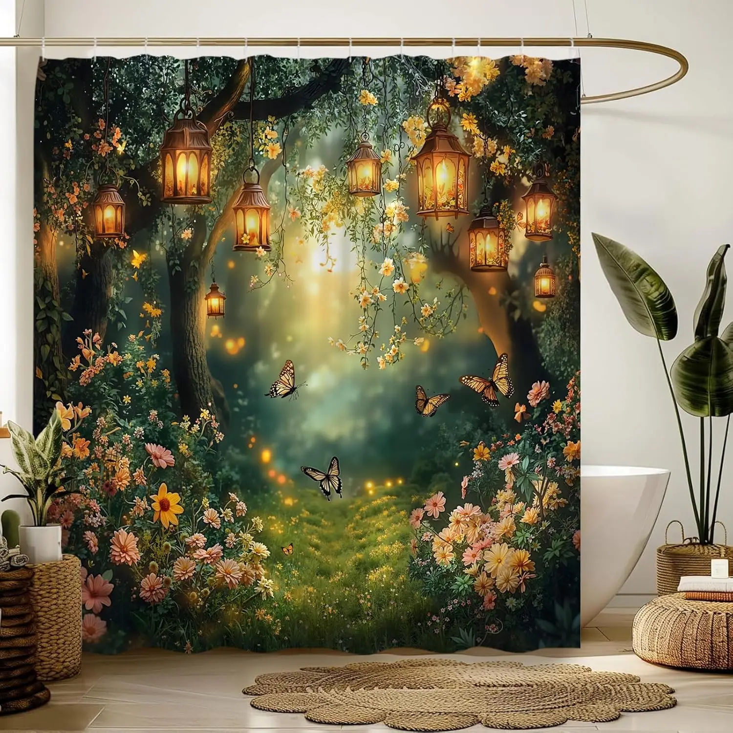 Fantasy Enchanted Forest Shower Curtain Green Tree Nature Jungle Plant Path Flowers Butterfly Spring Garden Misty Scenery
Fantasy Enchanted Forest Shower Curtain Green Tree Nature Jungle Plant Path Flowers Butterfly Spring Garden Misty Scenery