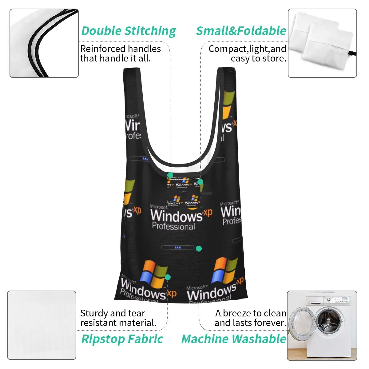 Windows XP Portable Tote Shopping Bags Large Capacity Shopper Bag Groceries Handbag Shoulder Bag
Windows XP Portable Tote Shopping Bags Large Capacity Shopper Bag Groceries Handbag Shoulder Bag