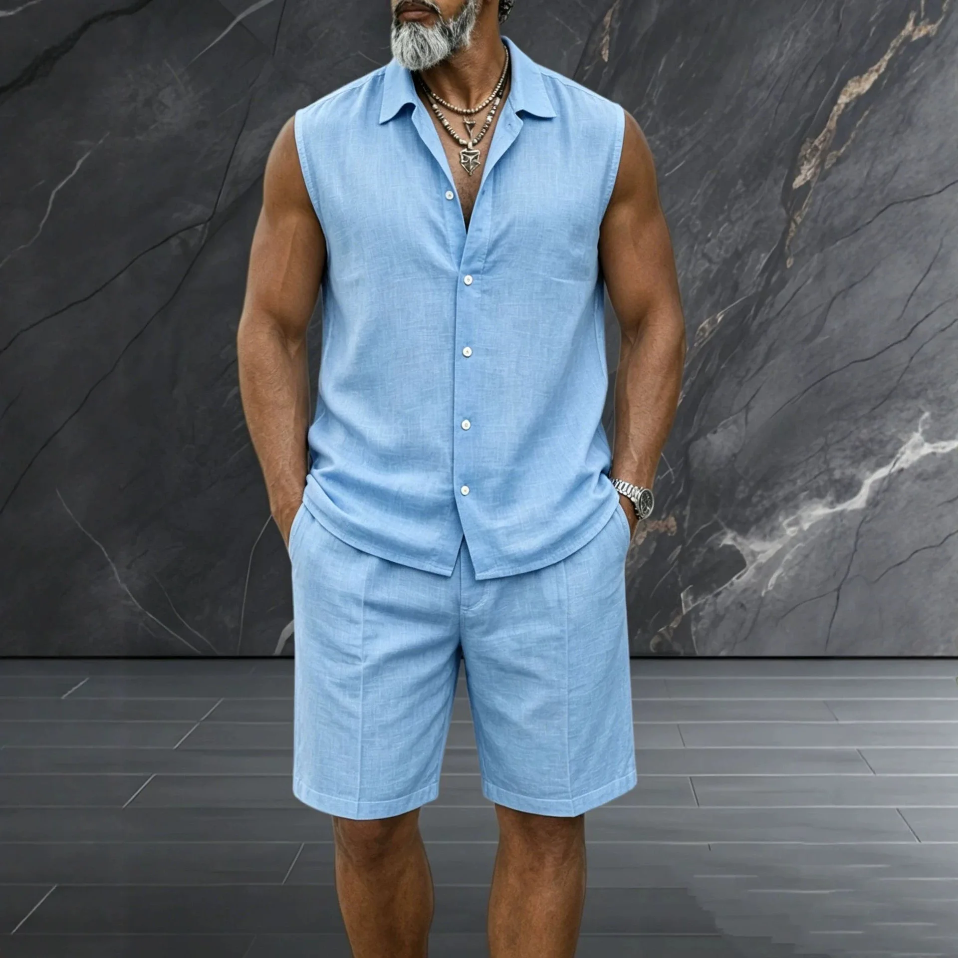New Summer Men's Linen Outdoor Casual 2-piece Set - Business Casual Short-sleeved Shirt + Shorts Beach Sports Breathable Street
New Summer Men's Linen Outdoor Casual 2-piece Set - Business Casual Short-sleeved Shirt + Shorts Beach Sports Breathable Street