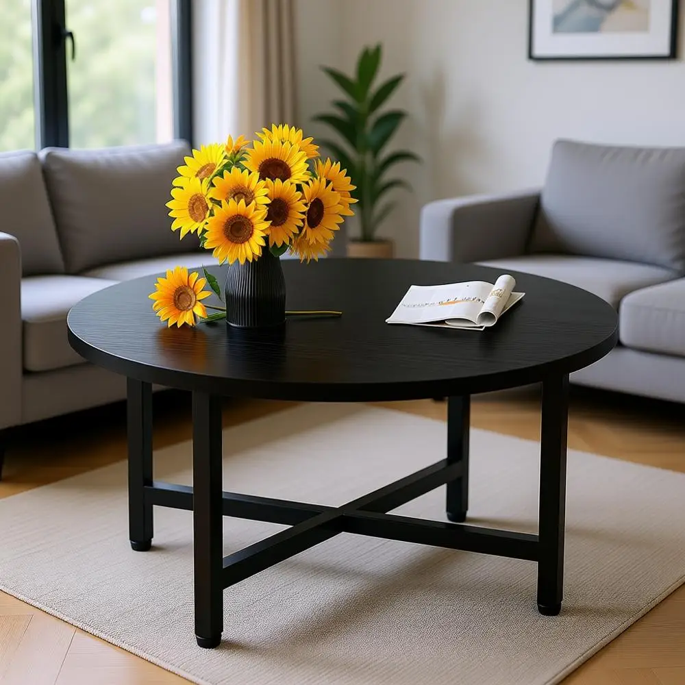 Круглый журнальный столик 23,6 дюйма, черный, для гостиной, для сидения на полу или для офиса — с металлическим каркасом
Круглый журнальный столик 23,6 дюйма, черный, для гостиной, для сидения на полу или для офиса — с металлическим каркасом