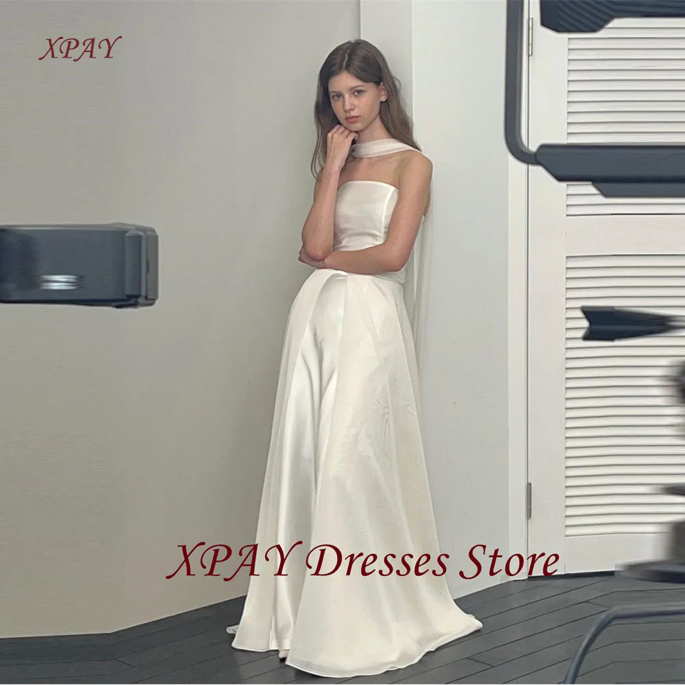 XPAY Simple A Line Wedding Dresses With Scalf Korea Photo shoot Strapless Soft Satin Bride Gowns Corset Back Customized
XPAY Simple A Line Wedding Dresses With Scalf Korea Photo shoot Strapless Soft Satin Bride Gowns Corset Back Customized
