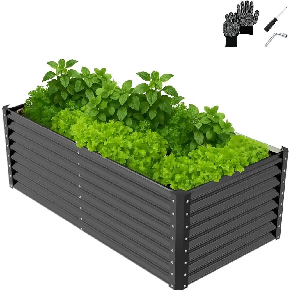 Galvanized Metal Raised Garden Bed, 6x3x2 ft, Outdoor Planter for Vegetables and Herbs
Galvanized Metal Raised Garden Bed, 6x3x2 ft, Outdoor Planter for Vegetables and Herbs
