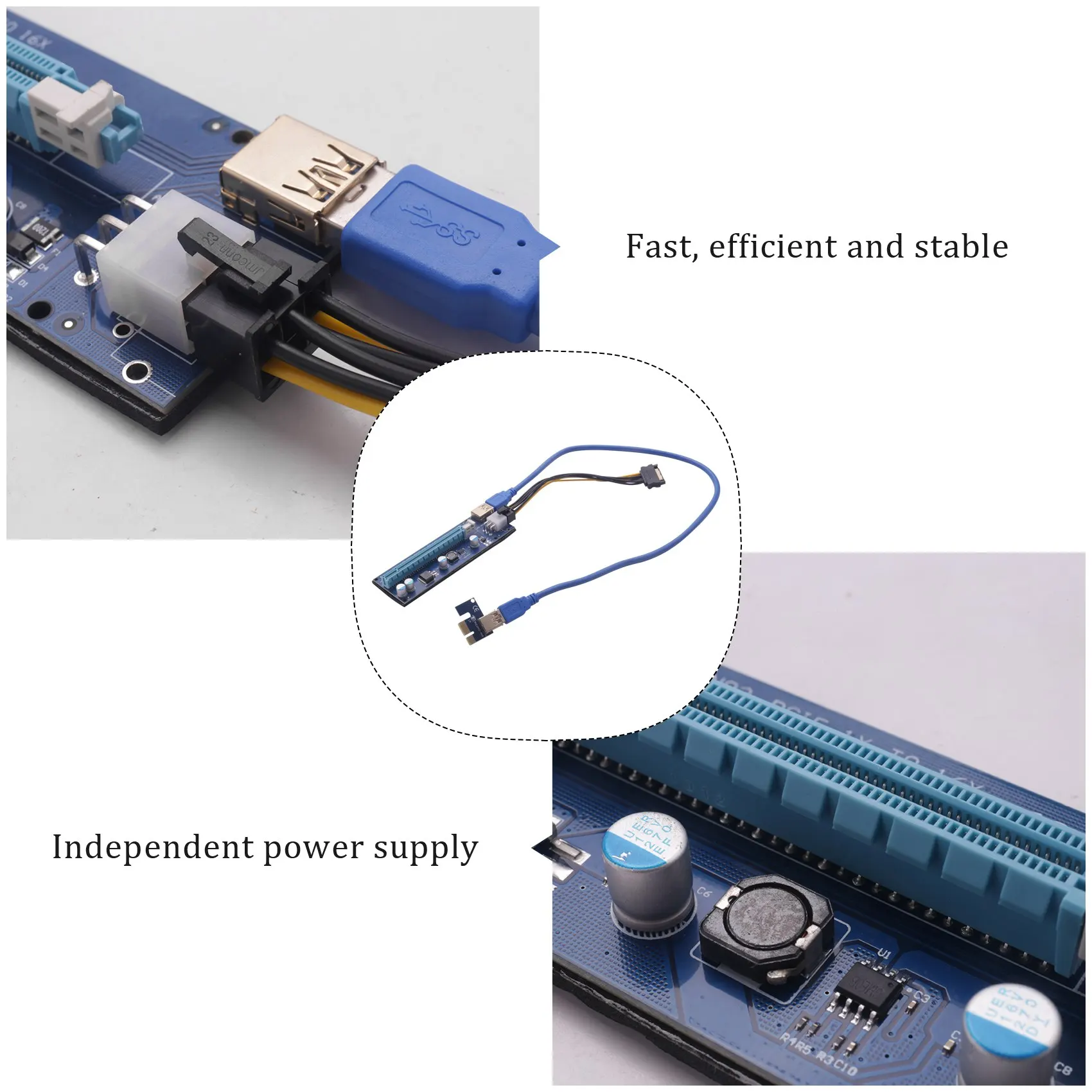 C9-6Pcs VER009S USB 3.0 PCI-E Riser Express 1X 4X 8X 16X Карта адаптера удлинителя SATA 15Pin на 6-контактный кабель питания 
C9-6Pcs VER009S USB 3.0 PCI-E Riser Express 1X 4X 8X 16X Карта адаптера удлинителя SATA 15Pin на 6-контактный кабель питания