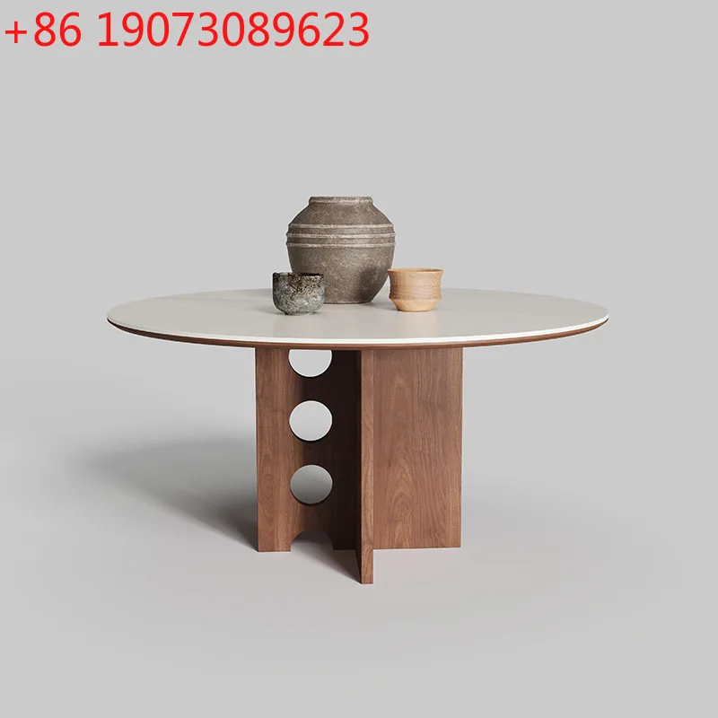 New solid wood rock slab round table medieval wabi-sabi stone round dining table high sense
New solid wood rock slab round table medieval wabi-sabi stone round dining table high sense
