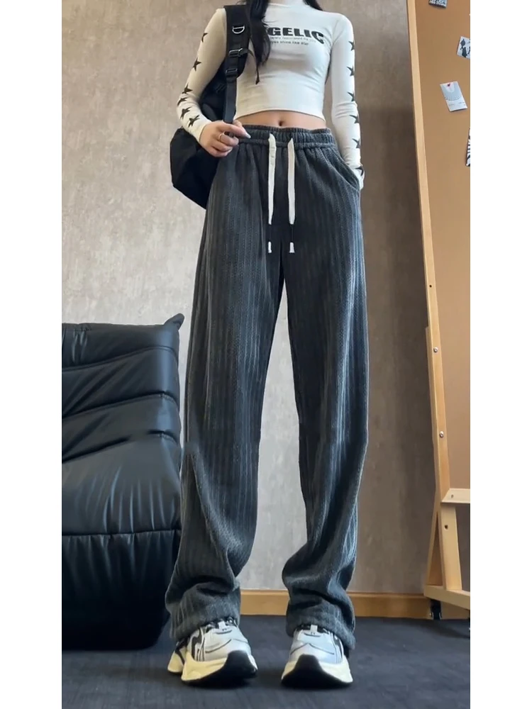 Men's Khaki Striped Loose Fit Straight Leg Casual Pants Autumn Corduroy Elastic Waist Dstring Vintage American Sle
Men's Khaki Striped Loose Fit Straight Leg Casual Pants Autumn Corduroy Elastic Waist Dstring Vintage American Sle