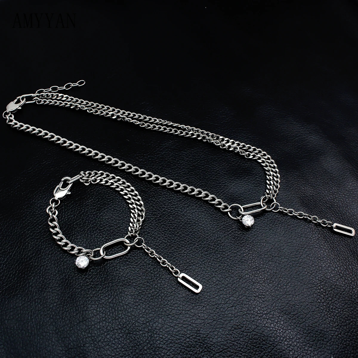 New Women Exquisite Double Chian Necklaces Pendant 316L Stainless Steel Silver Color Necklace with Zircon Link Jewelry Gift
New Women Exquisite Double Chian Necklaces Pendant 316L Stainless Steel Silver Color Necklace with Zircon Link Jewelry Gift