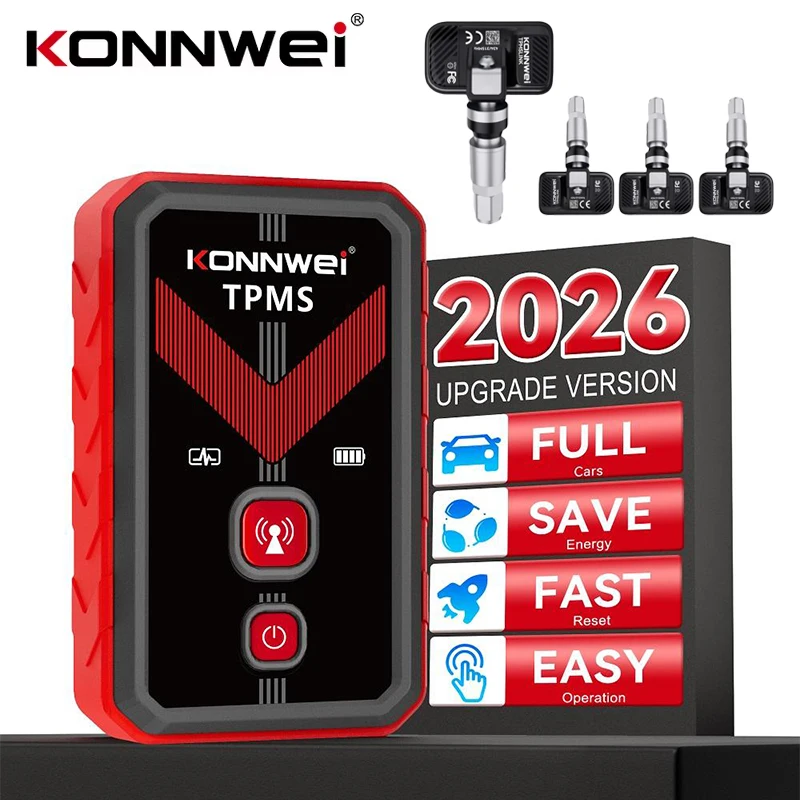 KONNWEI TK100 TPMS Programming Tool Tire Pressure Sensor Activator 315/433MHz OBD Relearn TPMS Lifetime Free Update for All Cars
KONNWEI TK100 TPMS Programming Tool Tire Pressure Sensor Activator 315/433MHz OBD Relearn TPMS Lifetime Free Update for All Cars
