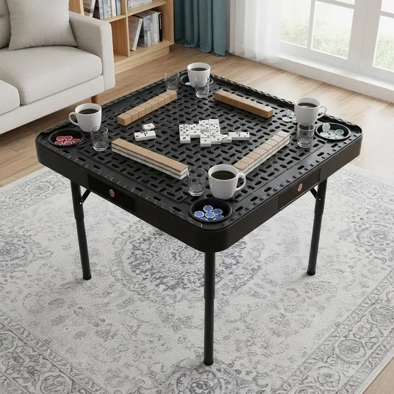 Folding Game Desk 35.4 x 35.4-inch For Family Gathering Party Recreation Room, 4 Cup Holders 4 Chip Trays Portable Domino Set Included Black
Folding Game Desk 35.4 x 35.4-inch For Family Gathering Party Recreation Room, 4 Cup Holders 4 Chip Trays Portable Domino Set Included Black