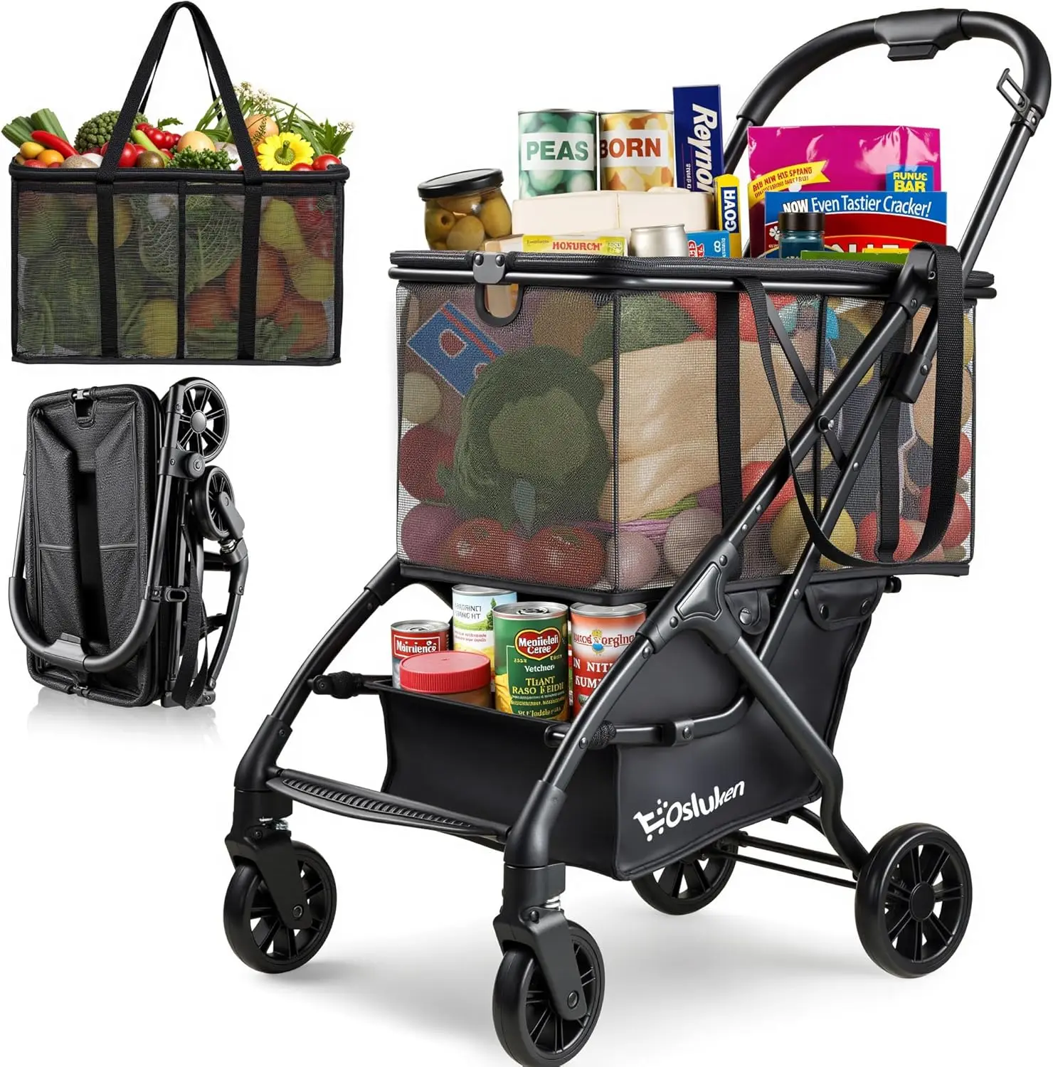Folding Shopping Cart with Wheels, 75lbs Capacity, 30 Gallon, 360° Wheels, Removable Tote Bag, Portable Grocery Cart
Folding Shopping Cart with Wheels, 75lbs Capacity, 30 Gallon, 360° Wheels, Removable Tote Bag, Portable Grocery Cart