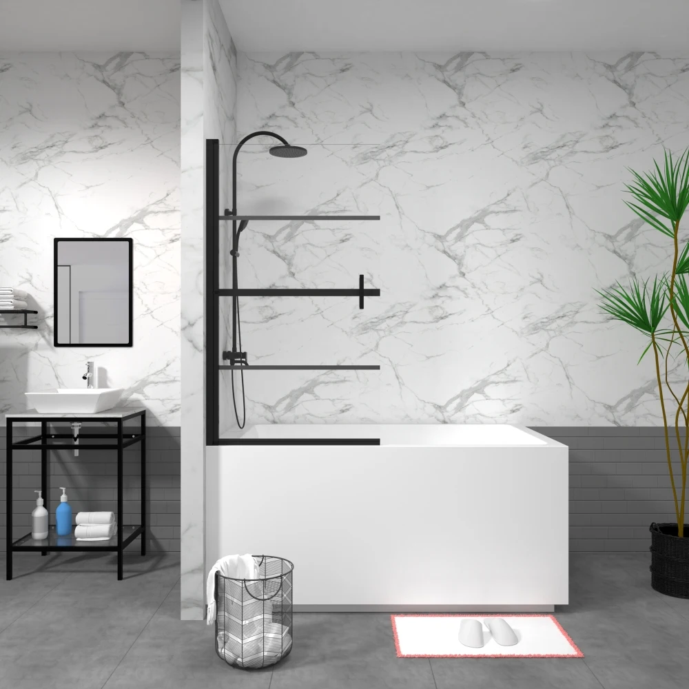 Goodyo Bathtub Screen Panel Shower Door 180° Pivot, Black
Goodyo Bathtub Screen Panel Shower Door 180° Pivot, Black