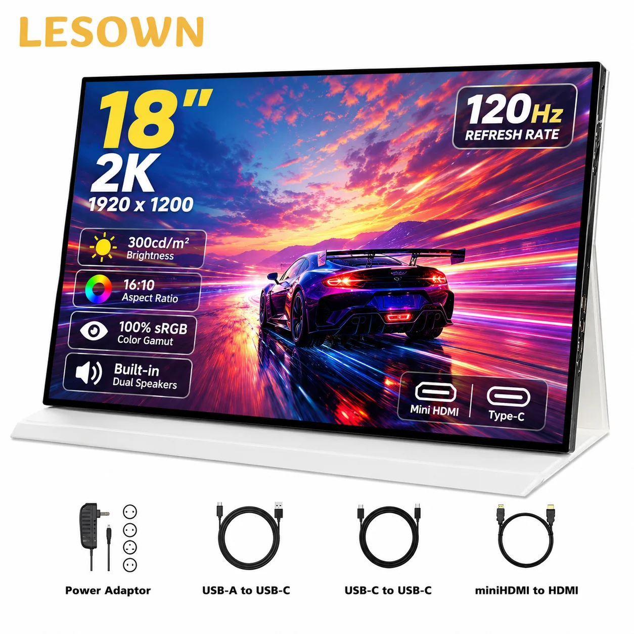 LESOWN 18.0" 120Hz Portable Gaming Monitor 1200P Driver-free Extended Screen with Speakers for PS5
LESOWN 18.0" 120Hz Portable Gaming Monitor 1200P Driver-free Extended Screen with Speakers for PS5