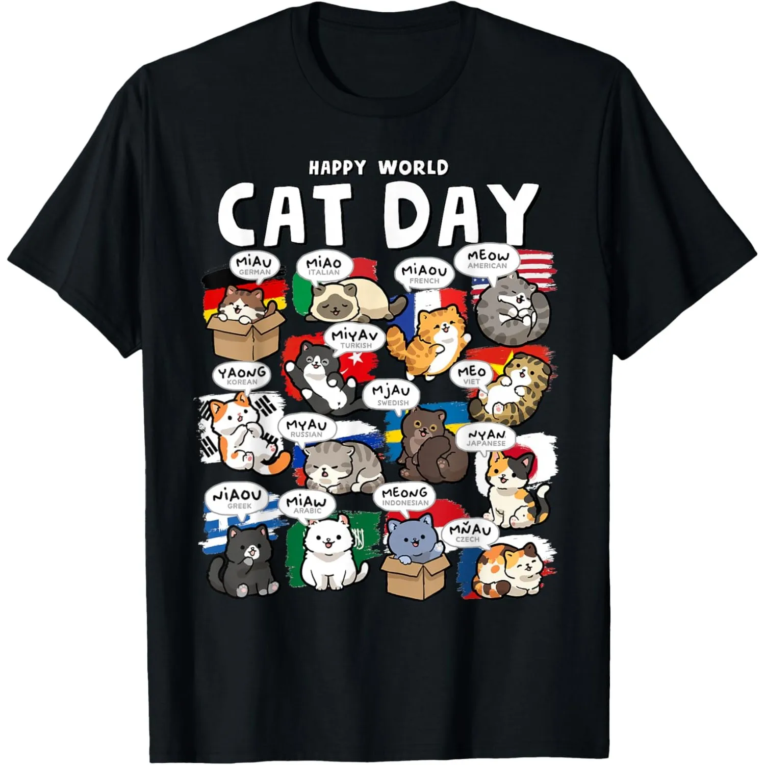 Funny Cats World Cat Day Graphic Tee Men's Cotton Casual Crewneck T-Shirt
Funny Cats World Cat Day Graphic Tee Men's Cotton Casual Crewneck T-Shirt