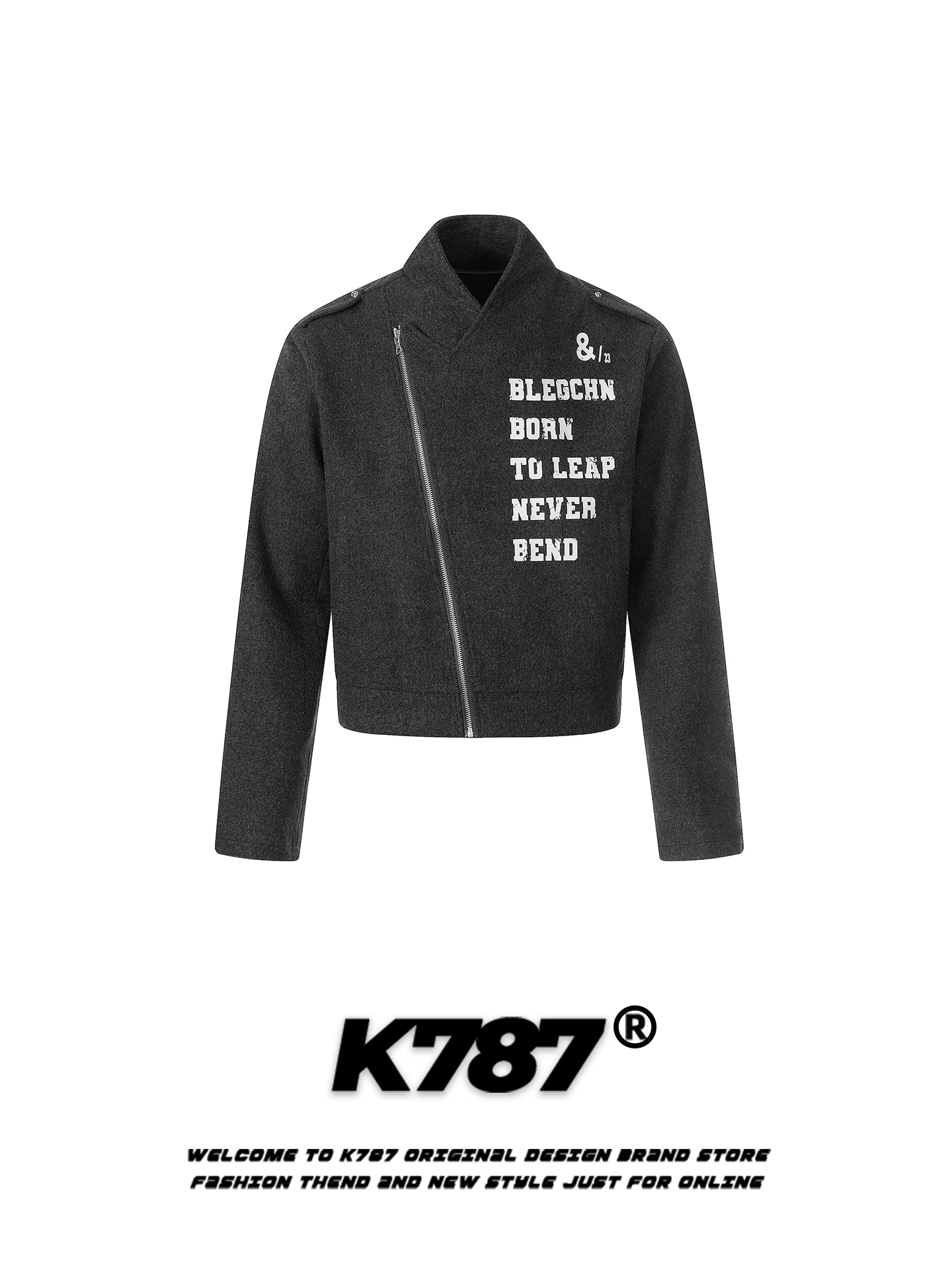 K787 American Street Sle Jaet with Printed Letters Oblique Zipper Loose Casual Design Men's Women's ort Outerwear
K787 American Street Sle Jaet with Printed Letters Oblique Zipper Loose Casual Design Men's Women's ort Outerwear