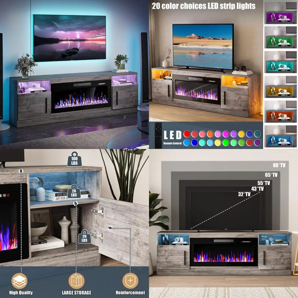 Электрическая подставка для телевизора с камином для 80-дюймовых телевизоров, развлекательный центр со светодиодной подсветкой, современный глянцевый камин из дерева
Электрическая подставка для телевизора с камином для 80-дюймовых телевизоров, развлекательный центр со светодиодной подсветкой, современный глянцевый камин из дерева