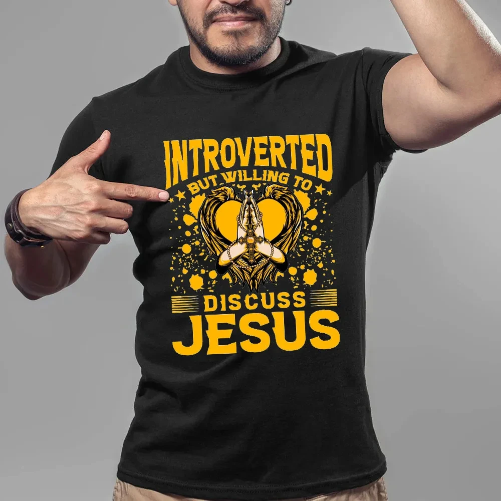 Introverted But Willing To Discuss Jesus T-Shirt Men's Women's Short Sleeve Cotton Tees Men Clothing Summer Blouse Oversize Tops
Introverted But Willing To Discuss Jesus T-Shirt Men's Women's Short Sleeve Cotton Tees Men Clothing Summer Blouse Oversize Tops