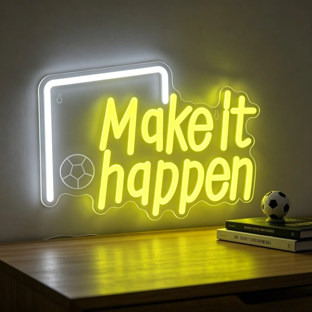 Soccer Make It Happen Neon Sign LED USB Dimmable Sport Motivational Wall Art for Bedroom Game Room Home Bar Aesthetic Decor Gift
Soccer Make It Happen Neon Sign LED USB Dimmable Sport Motivational Wall Art for Bedroom Game Room Home Bar Aesthetic Decor Gift