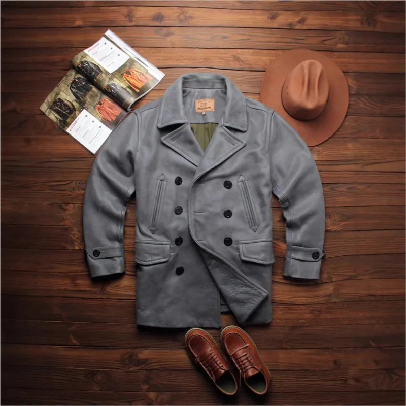 Waxy uncoated matte top layer cowhide mid-length men's coat
Waxy uncoated matte top layer cowhide mid-length men's coat