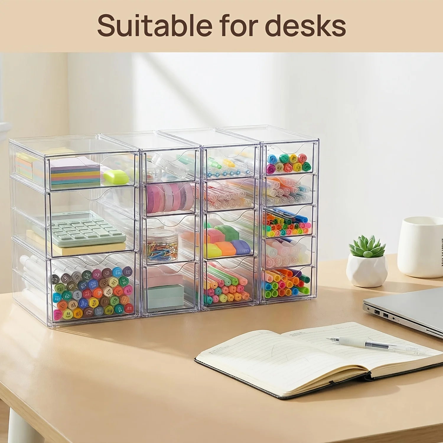 4-Piece Clear Acrylic Storage Set with 16 Modular Drawers — Ideal for Office Supplies, Makeup, Jewelry, Art Materials & Craft Items | Stackable, Lightweight, Easy-to-View Organization System
4-Piece Clear Acrylic Storage Set with 16 Modular Drawers — Ideal for Office Supplies, Makeup, Jewelry, Art Materials & Craft Items | Stackable, Lightweight, Easy-to-View Organization System